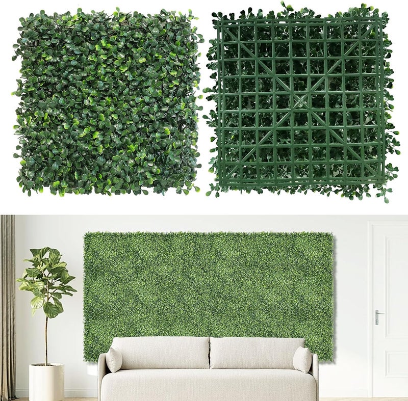 NETAP Artificial Grass Wall Panels Backdrop,10"x 10"(12Pcs) Faux Boxwood Panels for Outdoor Indoor Green Wall Decor,Party Wedding Garden Fence Decorations - Image 1